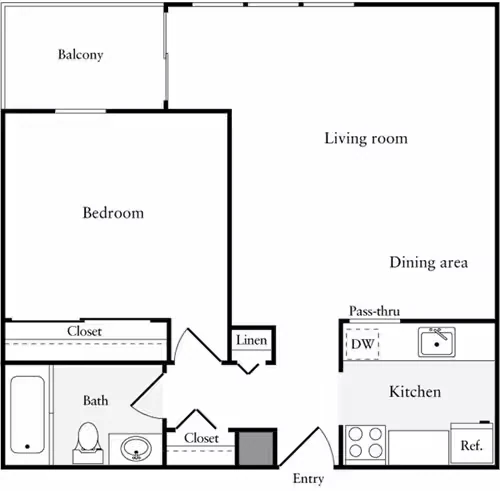 1 Bedroom M 02-2310 floor plan